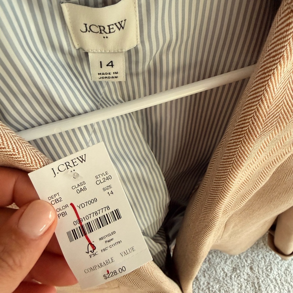 J. Crew Factory Petite cotton herringbone one-button blazer Size 14 - Picture 5 of 6